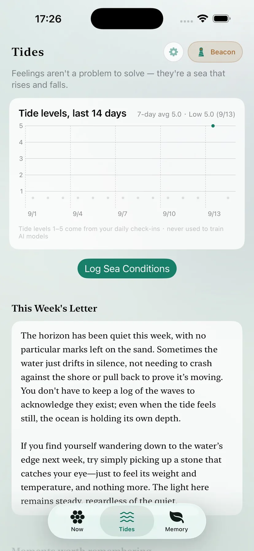 Lightvessel Tides tab on iPhone